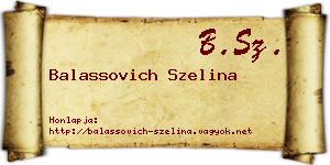 Balassovich Szelina névjegykártya